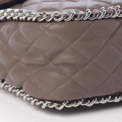 Chanel Washed Lambskin Quilted Chain Around Maxi Flap Taupe 9 of 11