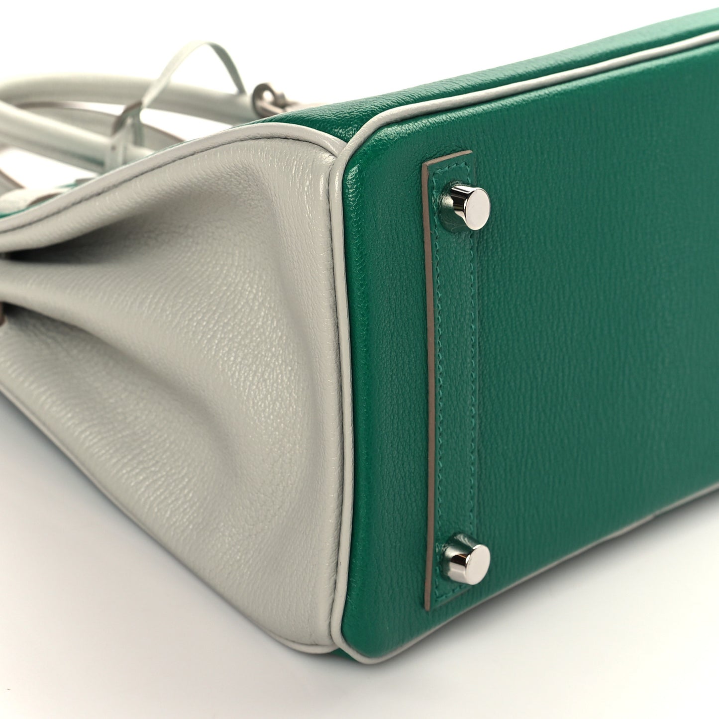 Chevre Mysore Horseshoe Birkin 25 Vert Vertigo Gris Perle