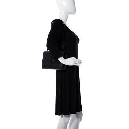 Saint Laurent Grain De Poudre Textured Mixed Matelasse Triquilt Medium Monogram Satchel Black 2 of 8