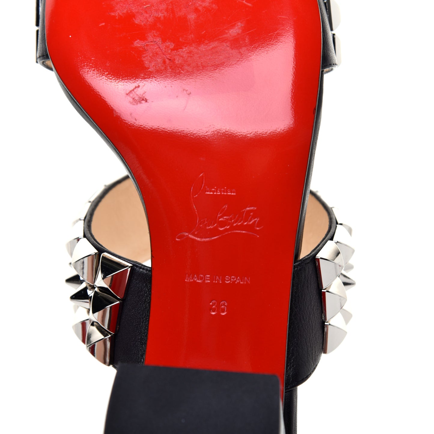 Calfskin Studded Tina Goes Mad 55 Slide Sandals 36 Black