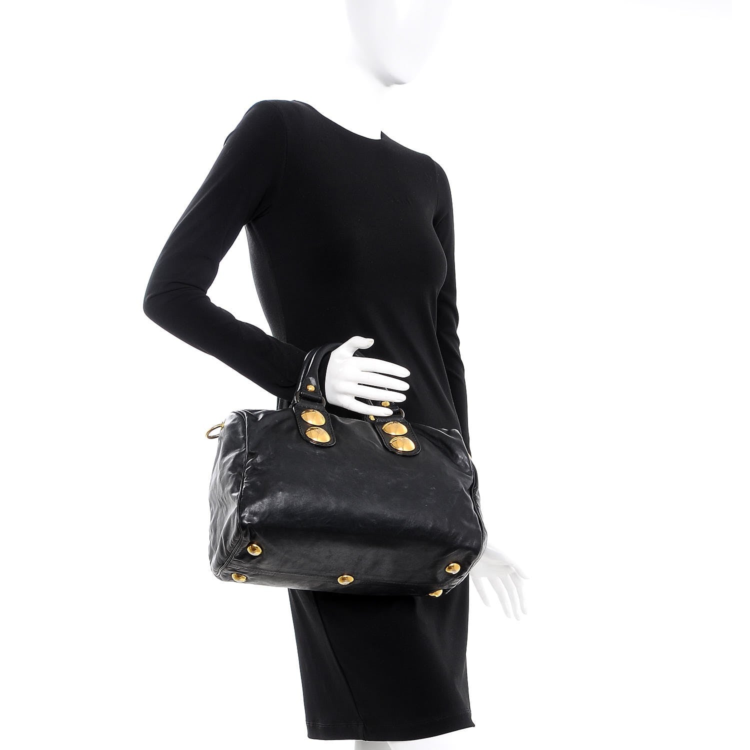 Gucci Calfskin Medium Babouska Boston Tote Black 2 of 7