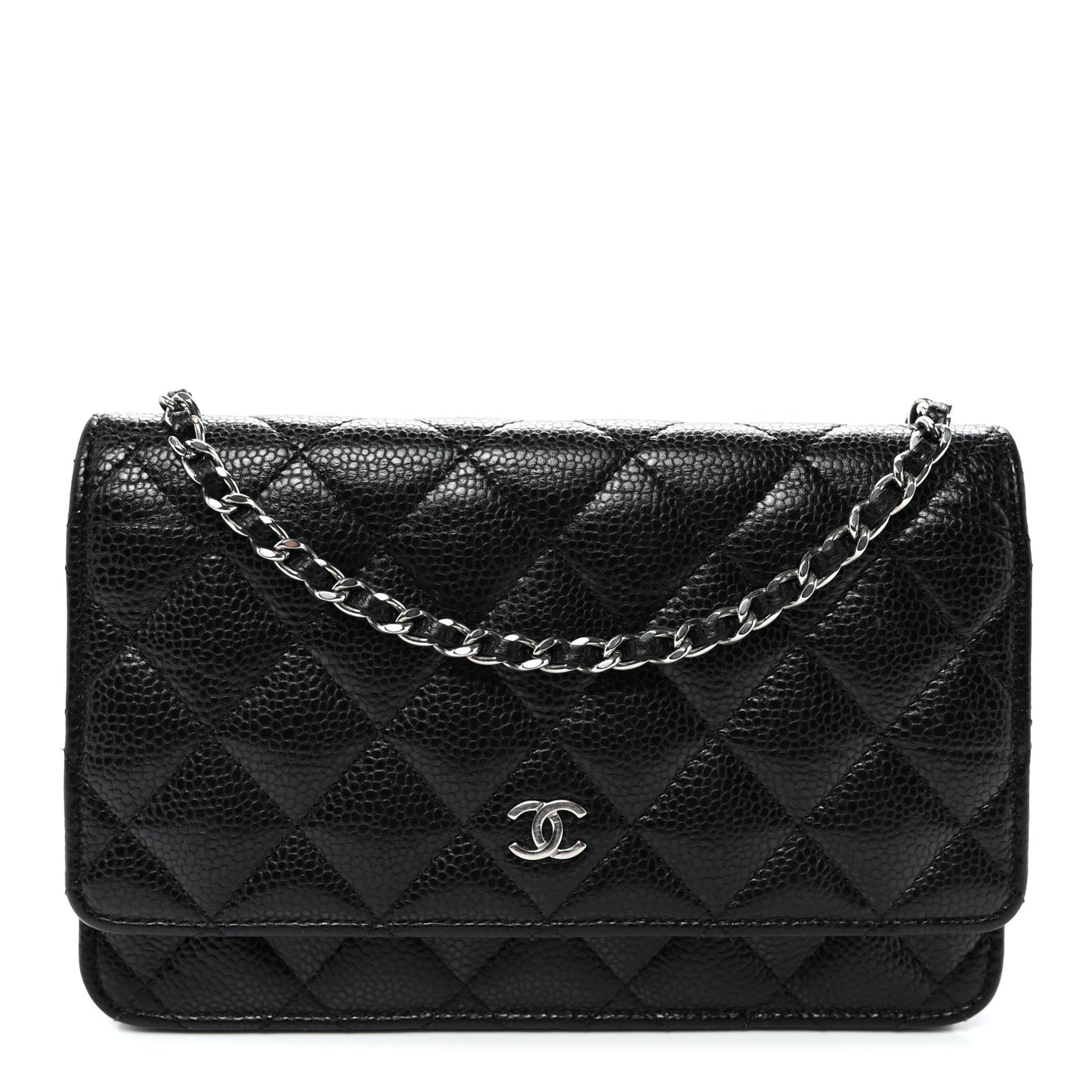 Caviar Quilted Wallet on Chain WOC Black