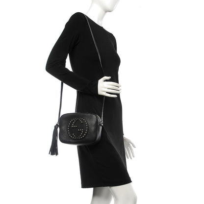 Gucci Pebbled Calfskin Studded Small Soho Disco Bag Black 2 of 7