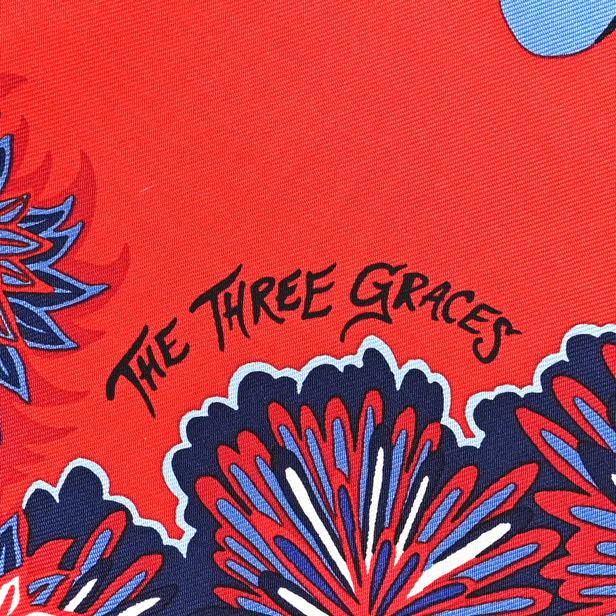 Hermes Silk The Three Graces Scarf 90 Rouge Marine White 5 of 5