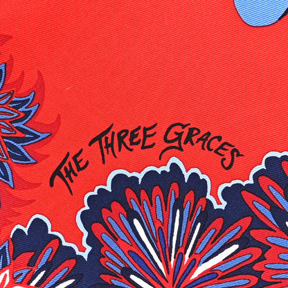 Hermes Silk The Three Graces Scarf 90 Rouge Marine White 5 of 5