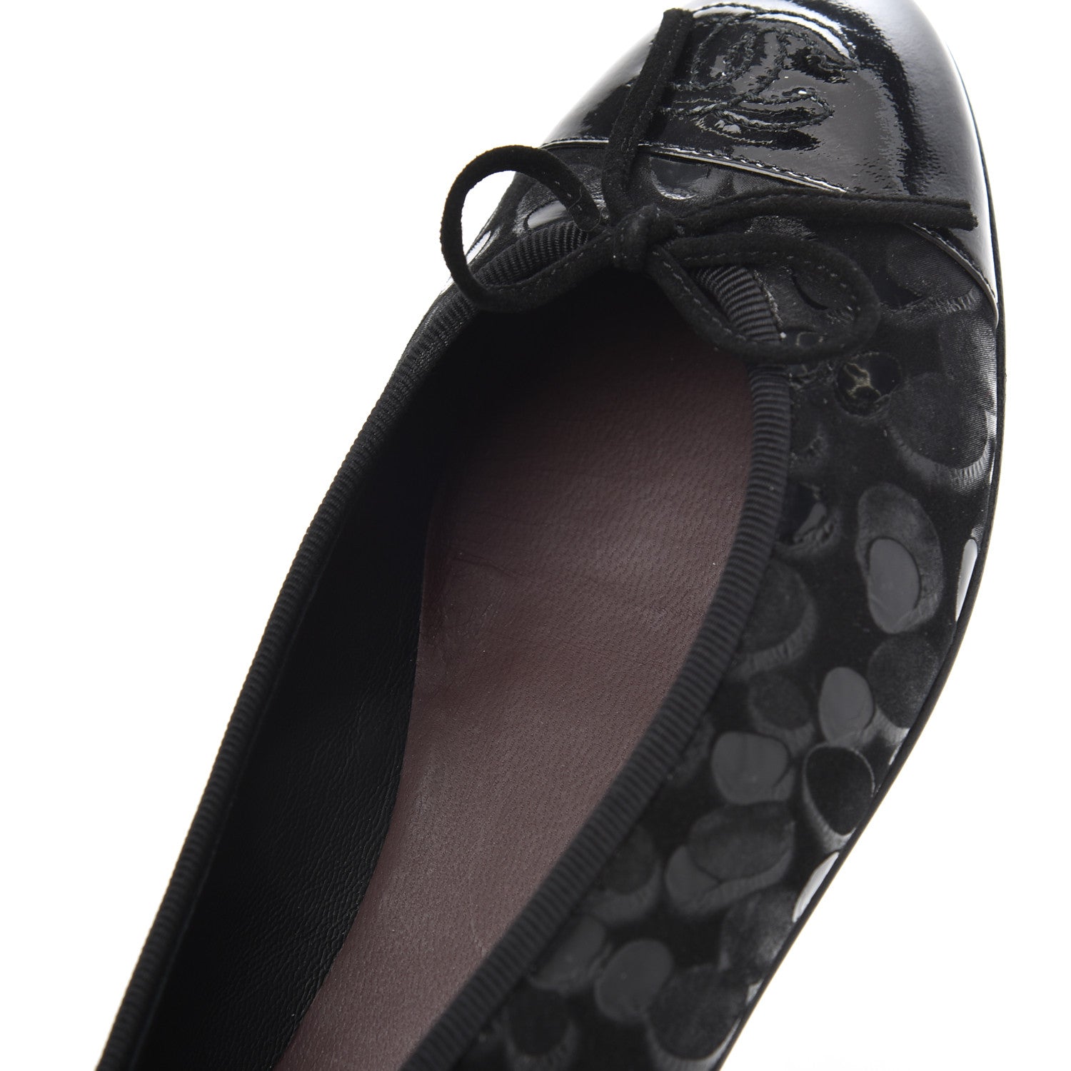 Chanel Patent Suede CC Cap Toe Ballerina Flats 35.5 Black 15 of 16