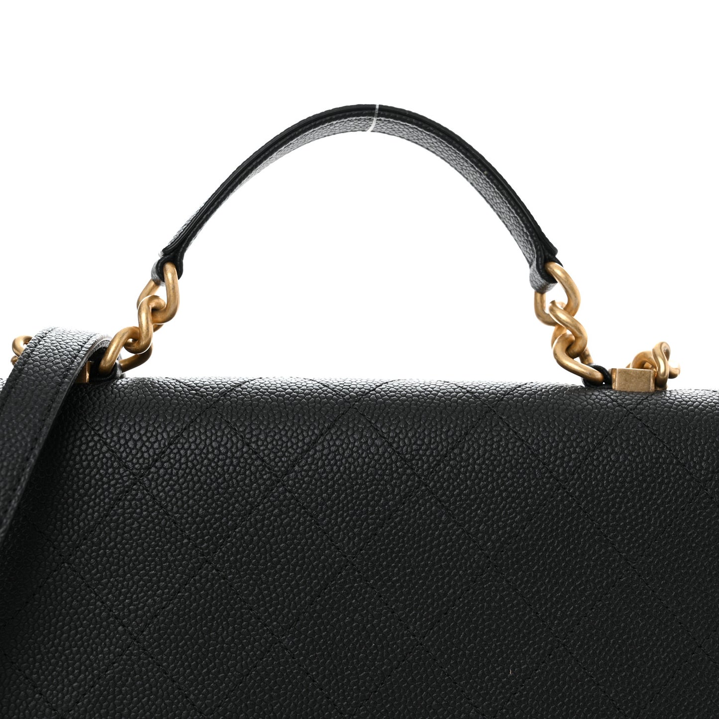 Grained Calfskin Stitched Flap Black