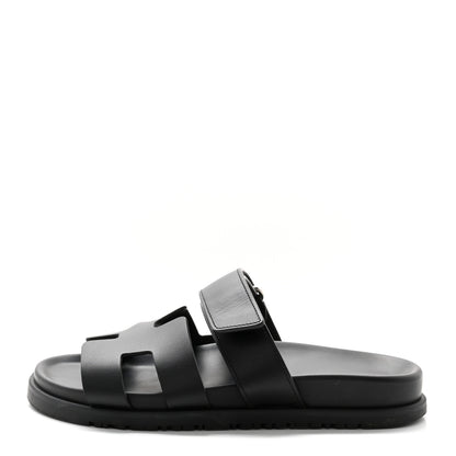 Hermes Calfskin Womens Chypre Sandals 35.5 Black 1 of 14