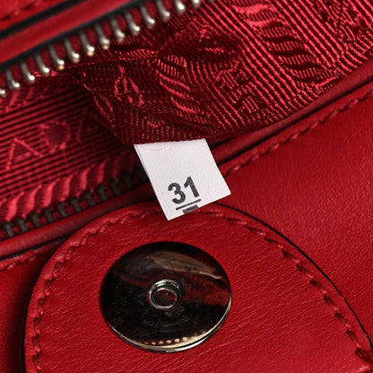 Prada City Calf Small Stitched Twin Pocket Tote Fuoco 7 of 13