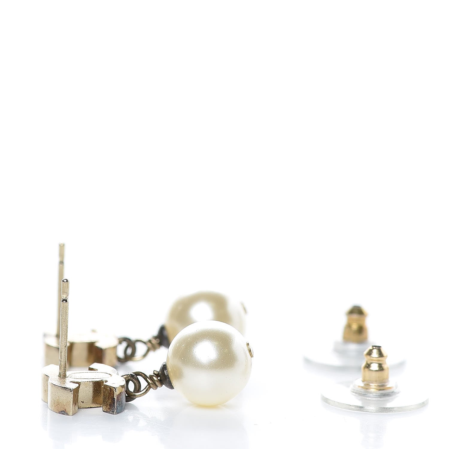 Chanel Pearl Enamel CC Drop Earrings Black 4 of 5
