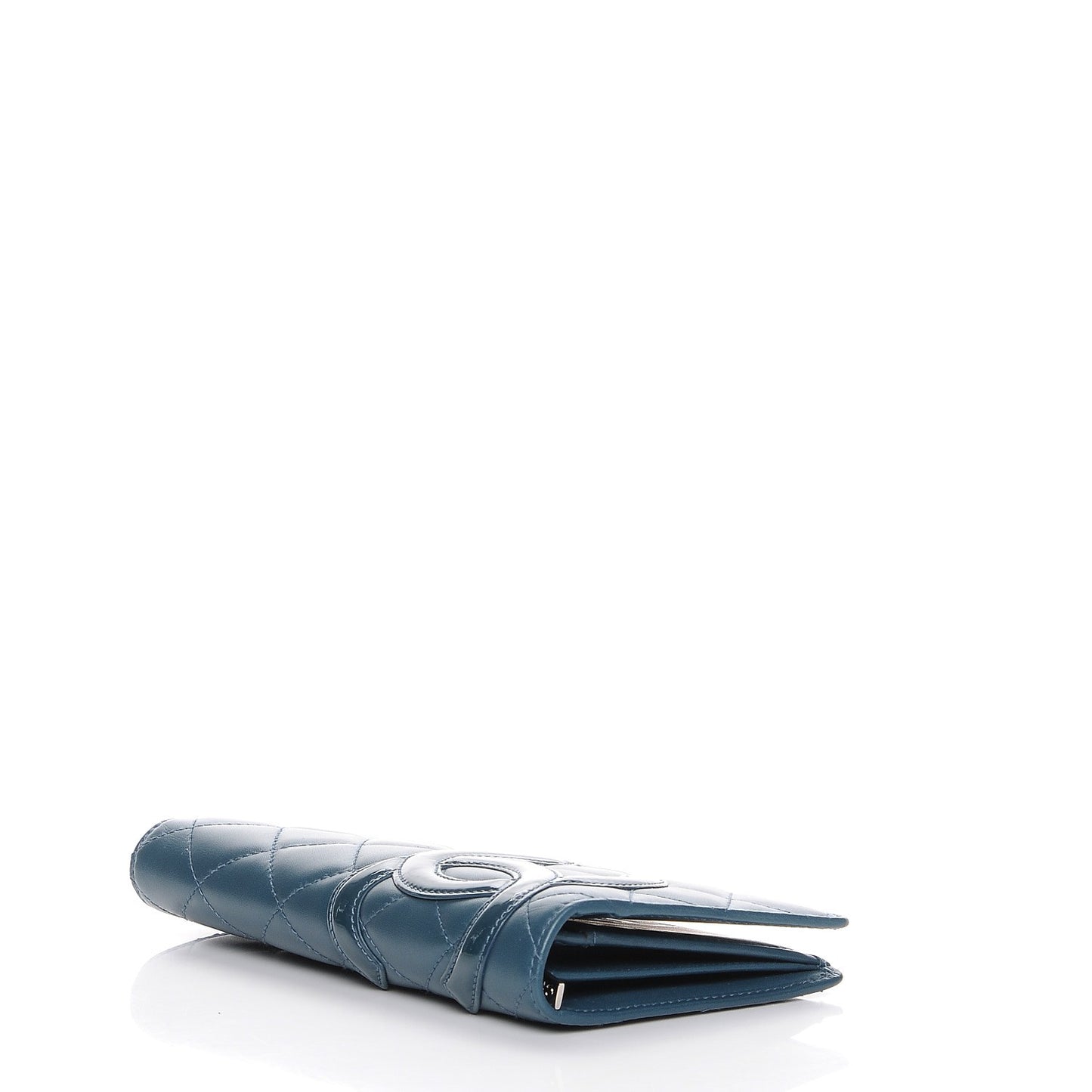 Calfskin Quilted Cambon Yen Wallet Blue