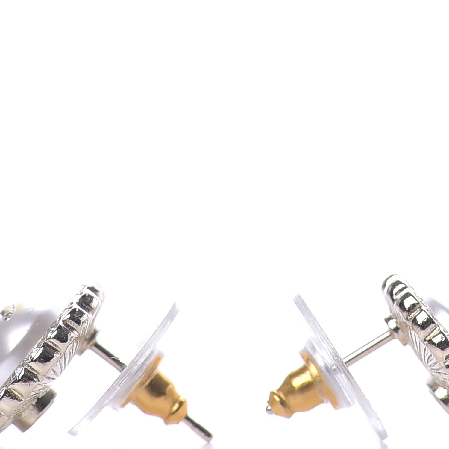 Chanel Pearl Crystal CC Earrings Gold 2 of 5