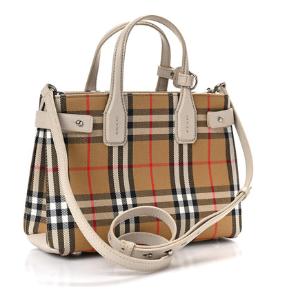 Burberry Goatskin Vintage Check Small Banner Tote Limestone 2 of 9