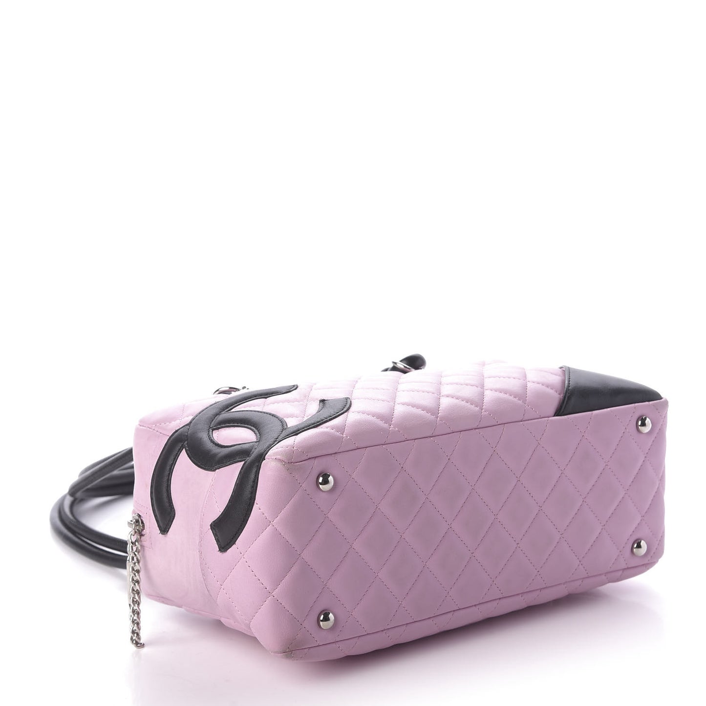 Calfskin Quilted Large Cambon Bowler Pink Black