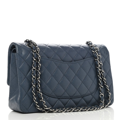 Chanel Caviar Quilted Medium Double Flap Blue 2 of 10