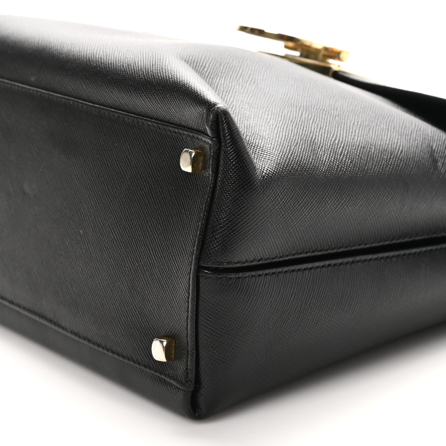 Salvatore Ferragamo Hammered Calfskin Gancini Top Handle Bag Black 9 of 10