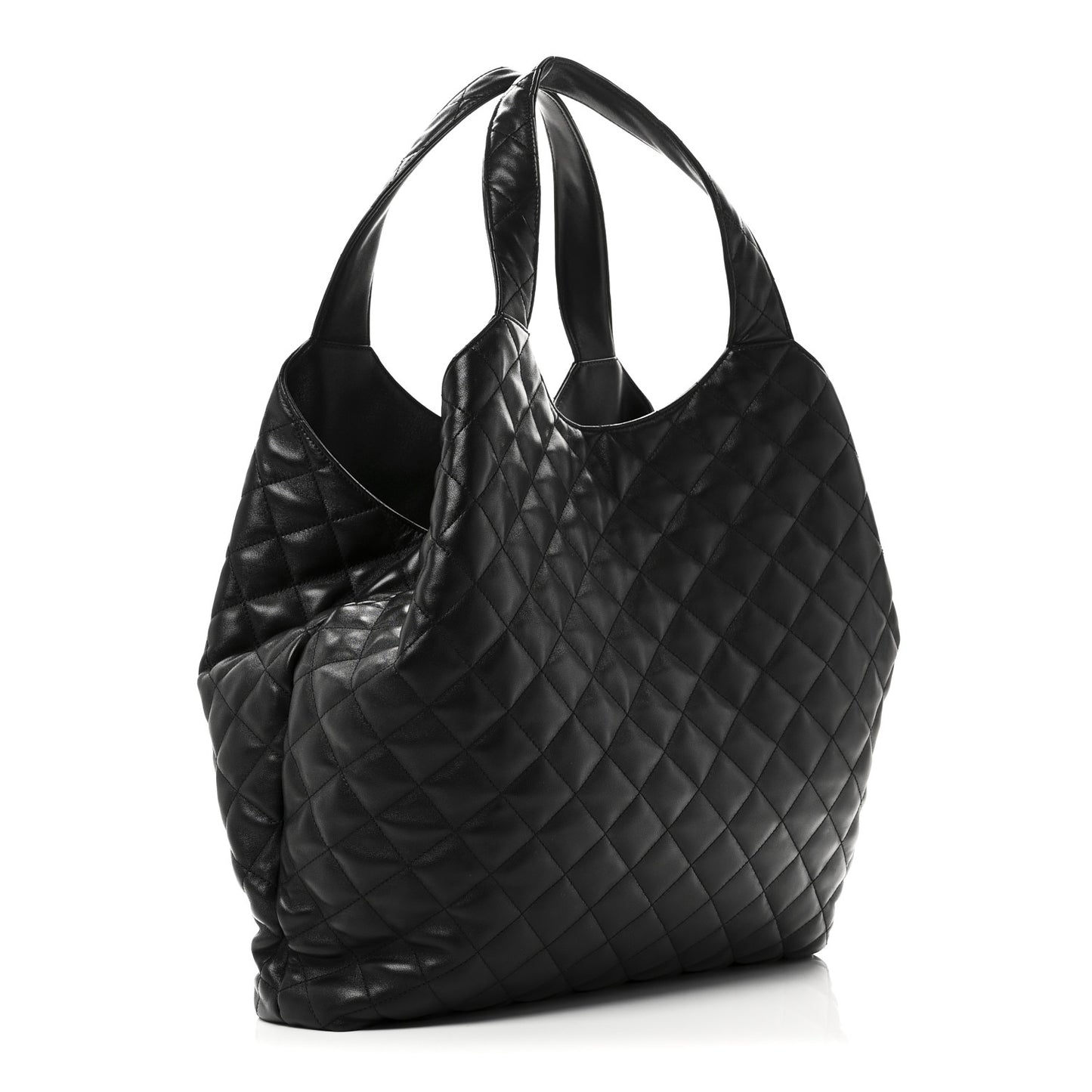 Lambskin Quilted Maxi Icare Shopping Tote Black