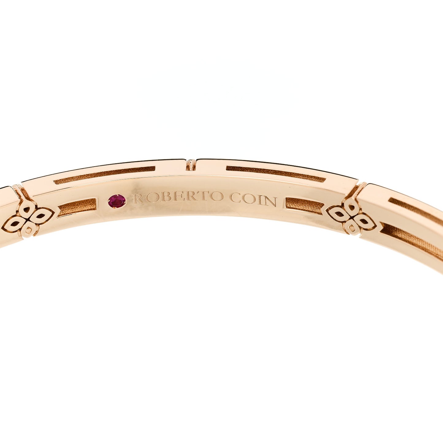 18K Rose Gold Diamond Enamel Love in Verona Bangle Bracelet White