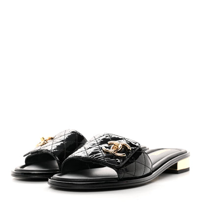 Chanel Patent Calfskin CC Mules 39.5 Black 3 of 8