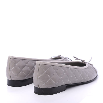 Chanel Crumpled Lambskin Quilted CC Ballerina Flats 37 Grey 4 of 9