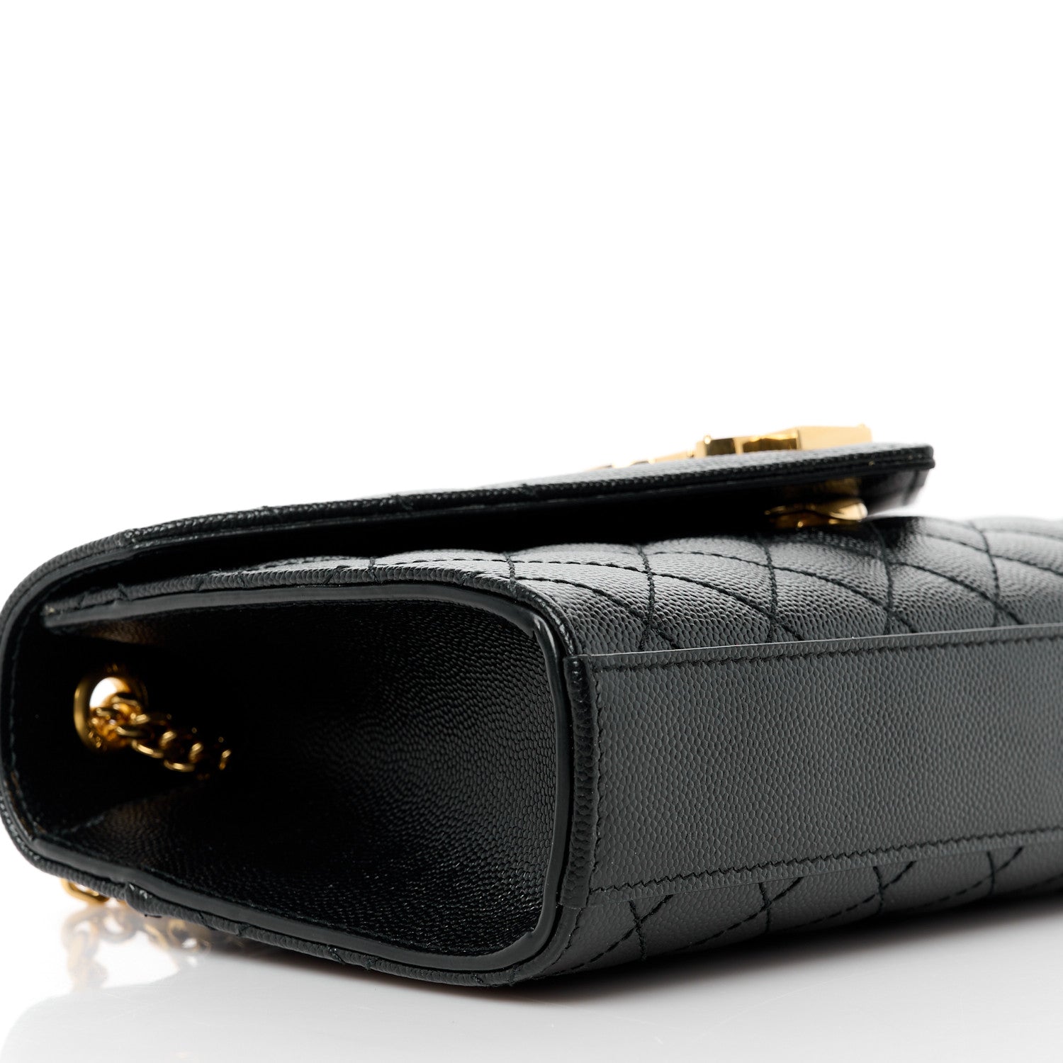 Saint Laurent Grain De Poudre Textured Mixed Matelasse Triquilt Small Monogram Satchel Black 10 of 11