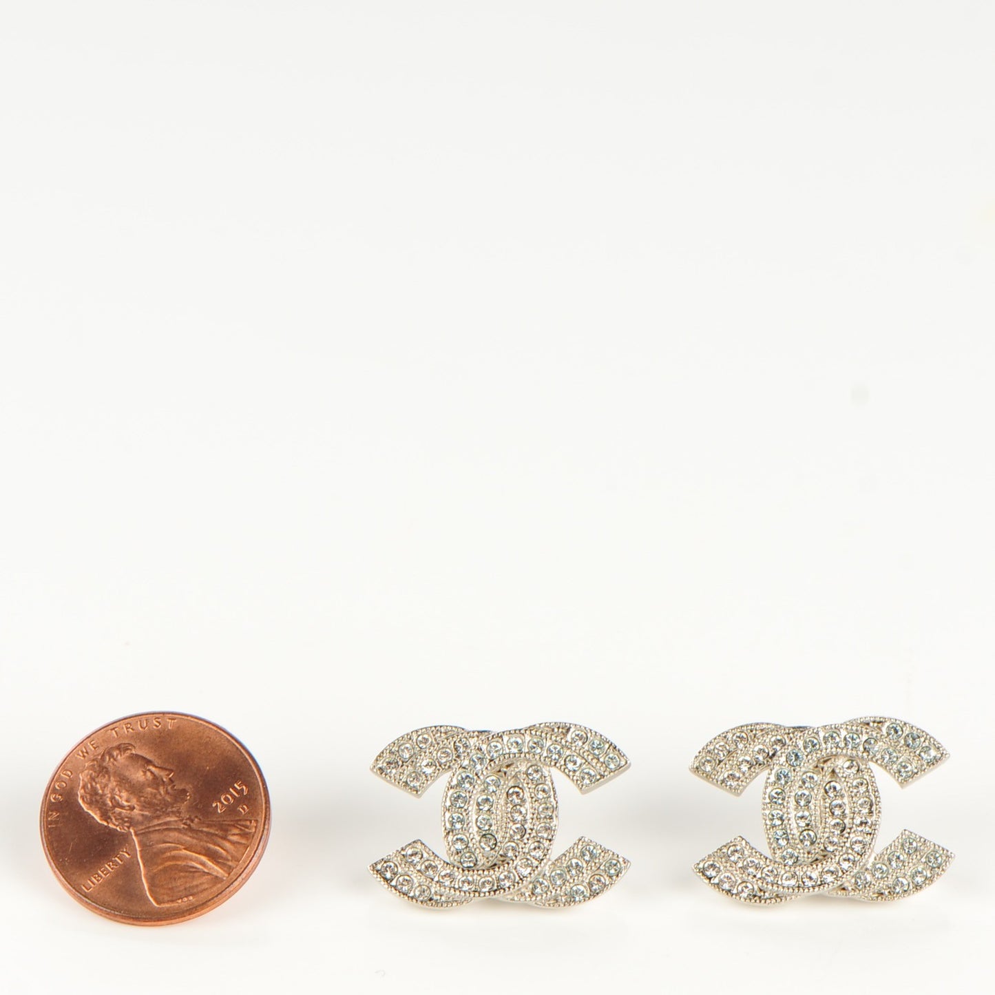 Crystal Double CC Earrings Silver