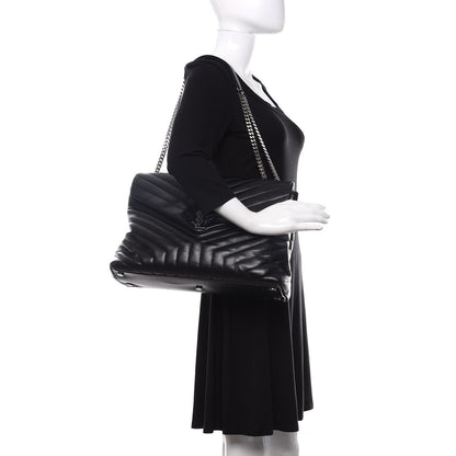 Saint Laurent Calfskin Y Quilted Monogram Large Loulou Chain Satchel Black 2 of 13