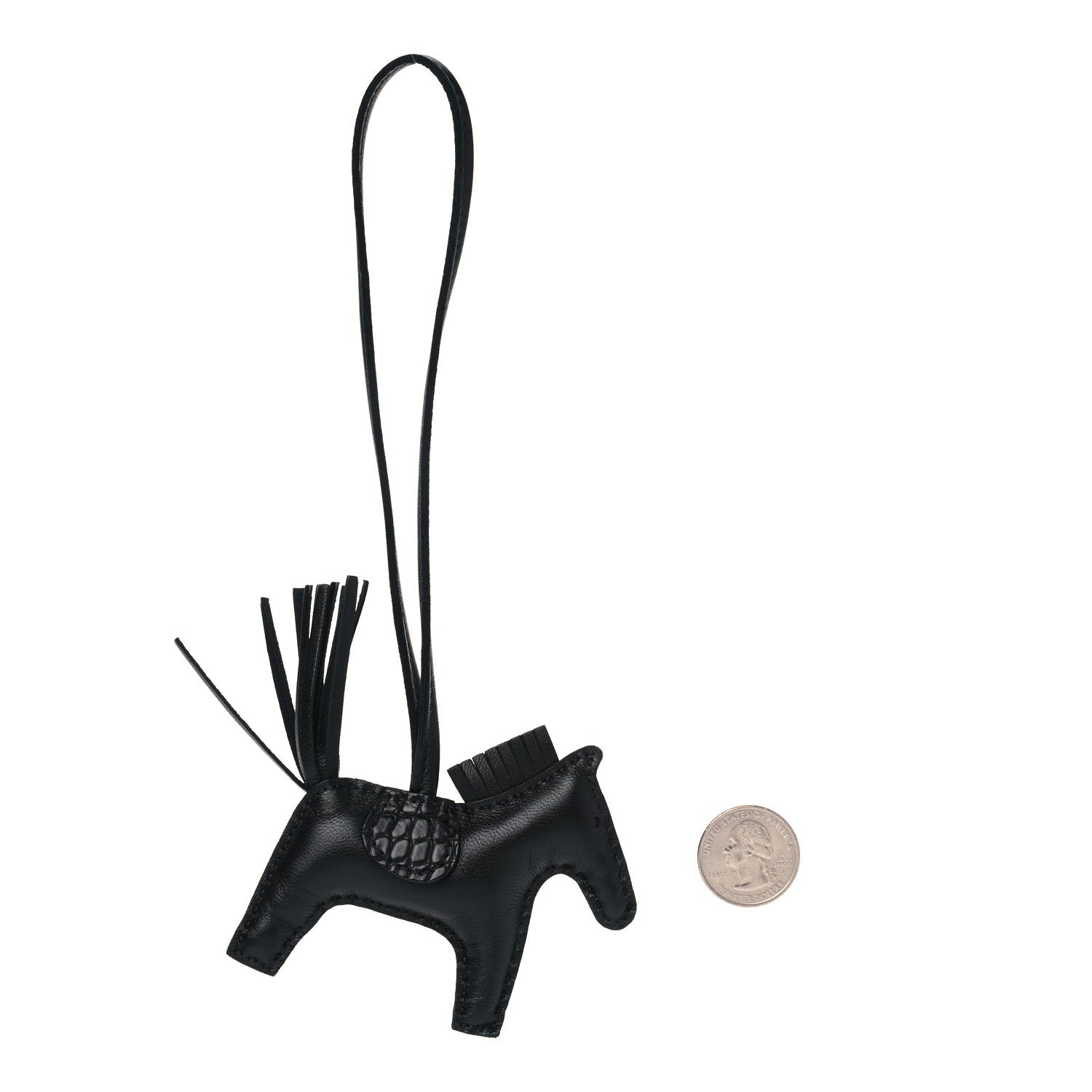 Hermes Milo Lambskin Matte Alligator Touch Grigri Rodeo Horse Bag Charm PM So Black 2 of 3