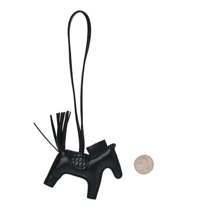 Hermes Milo Lambskin Matte Alligator Touch Grigri Rodeo Horse Bag Charm PM So Black 2 of 3