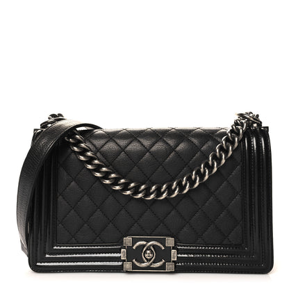 Chanel Goatskin Quilted Patent Medium Duo Boy Flap Black 1 of 10