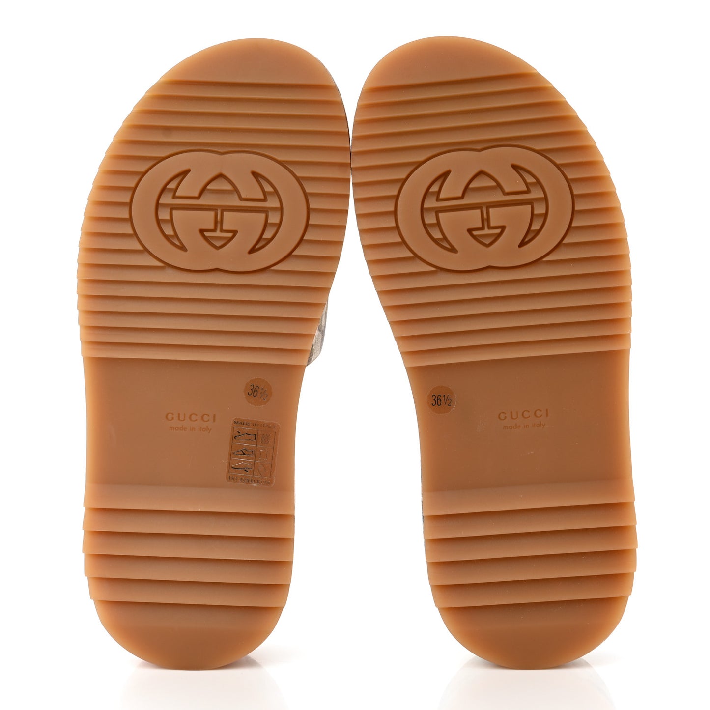 GG Supreme Monogram Water Flora Angelina Platform Slide Sandals 36.5 Beige White Multicolor