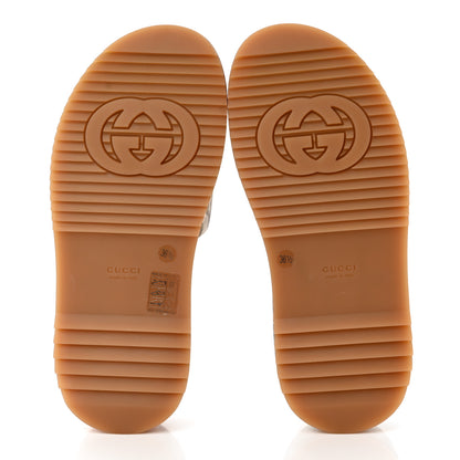 Gucci GG Supreme Monogram Water Flora Angelina Platform Slide Sandals 36.5 Beige White Multicolor 7 of 8