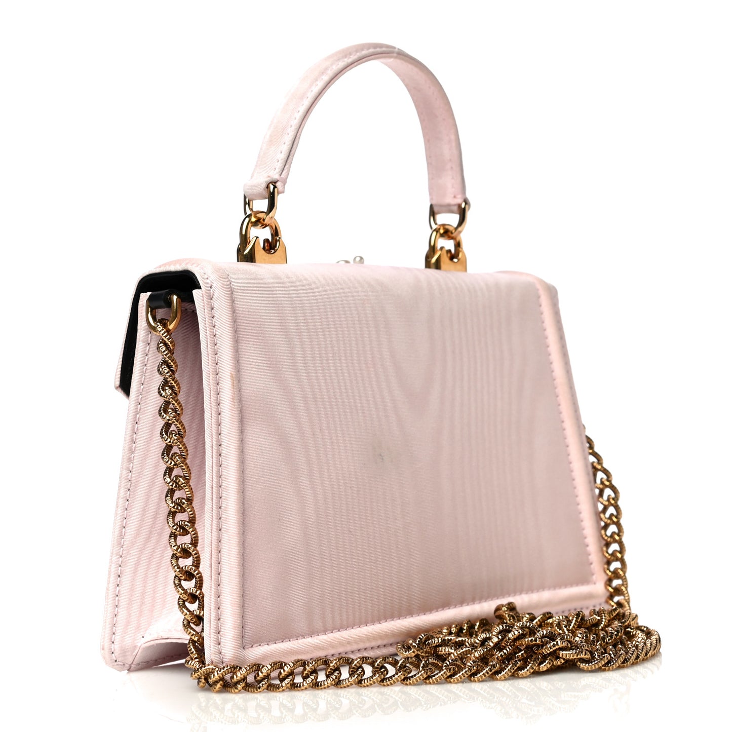 Moire Pearl Embellished Small Devotion Top Handle Bag Pink