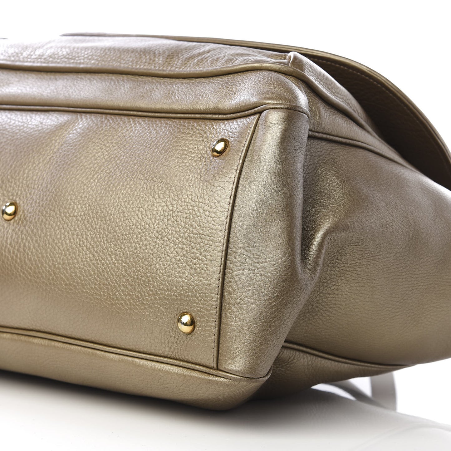 Metallic Pebbled Calfskin Medium 1973 Top Handle Satchel Golden Beige