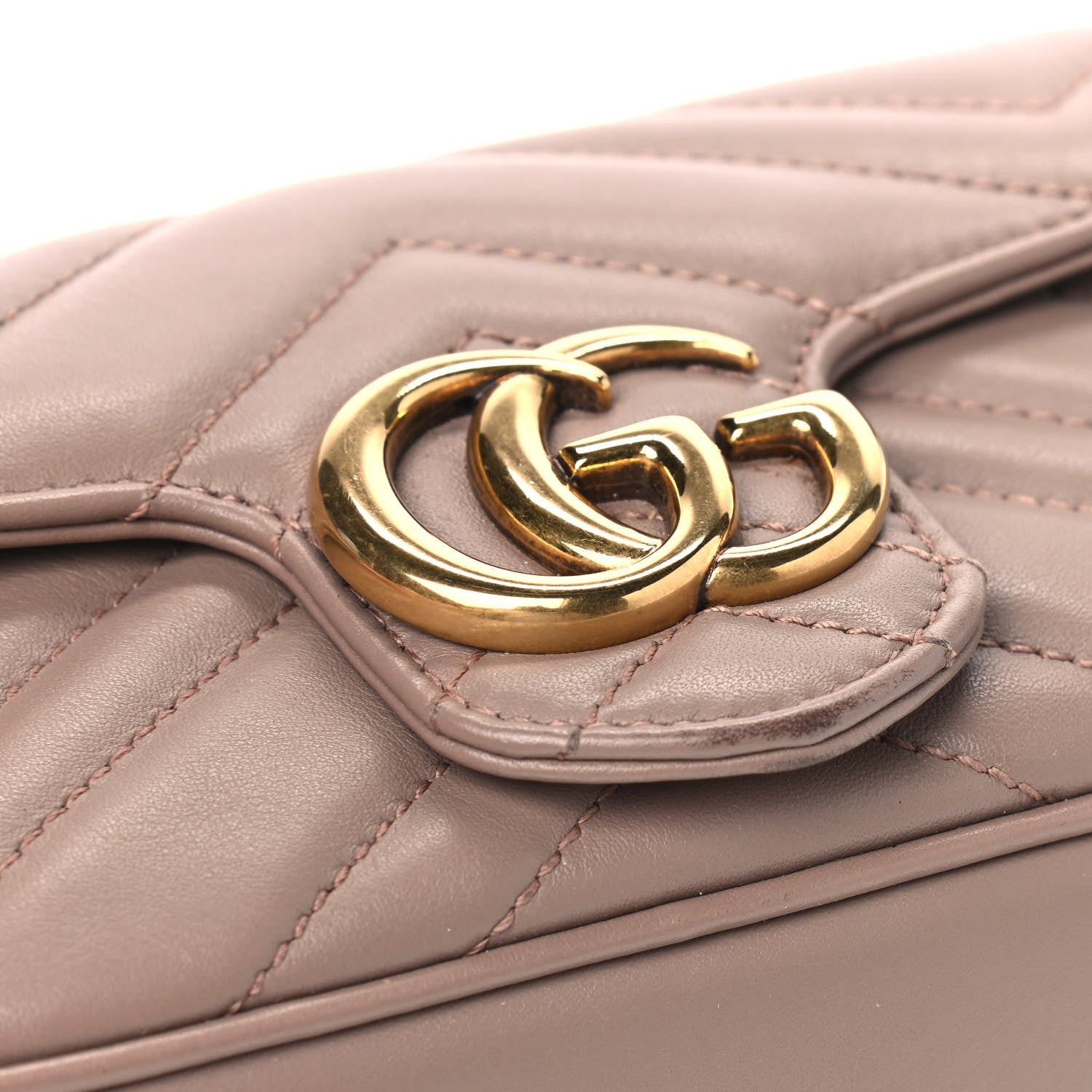 Gucci Calfskin Matelasse Super Mini GG Marmont Shoulder Bag Porcelain Rose 6 of 8