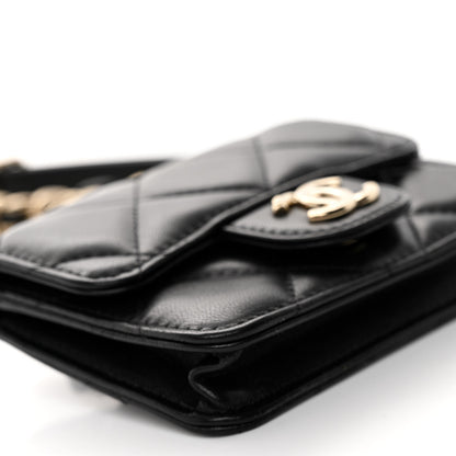 Chanel Lambskin Quilted Flap Chain Belt Bag Black 9 of 11