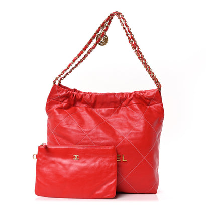 Chanel Shiny Calfskin Stitched Quilted Small Chanel 22 Red 3 of 11