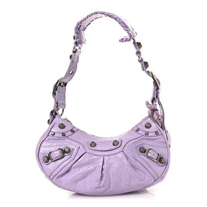 Balenciaga Extra Supple Calfskin Crocodile Embossed Le Cagole Shoulder Bag XS Lilac 1 of 18