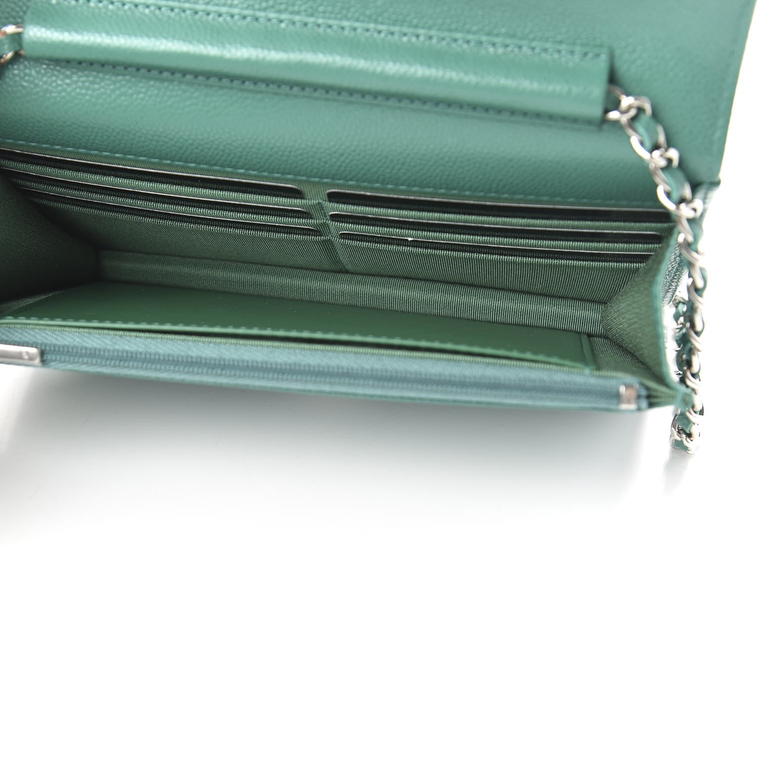 Chanel Iridescent Caviar Quilted Wallet On Chain WOC Green 5 of 11