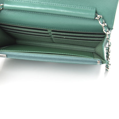 Chanel Iridescent Caviar Quilted Wallet On Chain WOC Green 5 of 11