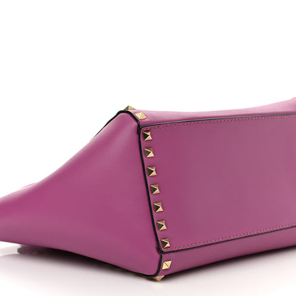 Valentino Garavani Vitello Small Rockstud Double Handle Tote Purple Violet 7 of 9
