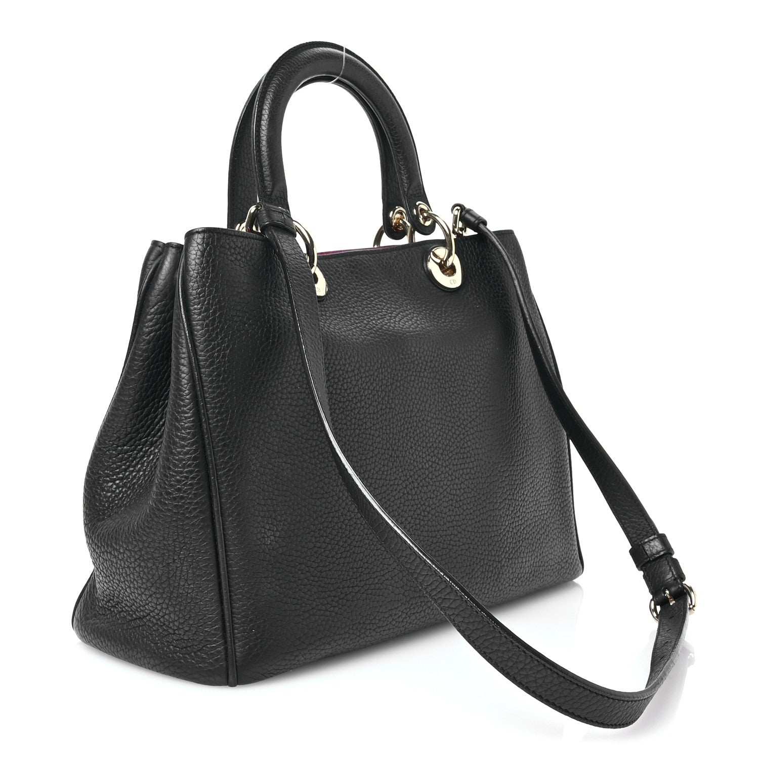 Christian Dior Bullcalf Medium Diorissimo Tote Black Rose Indien 4 of 11