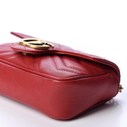 Gucci Calfskin Matelasse Super Mini GG Marmont Shoulder Bag Hibiscus Red 6 of 10