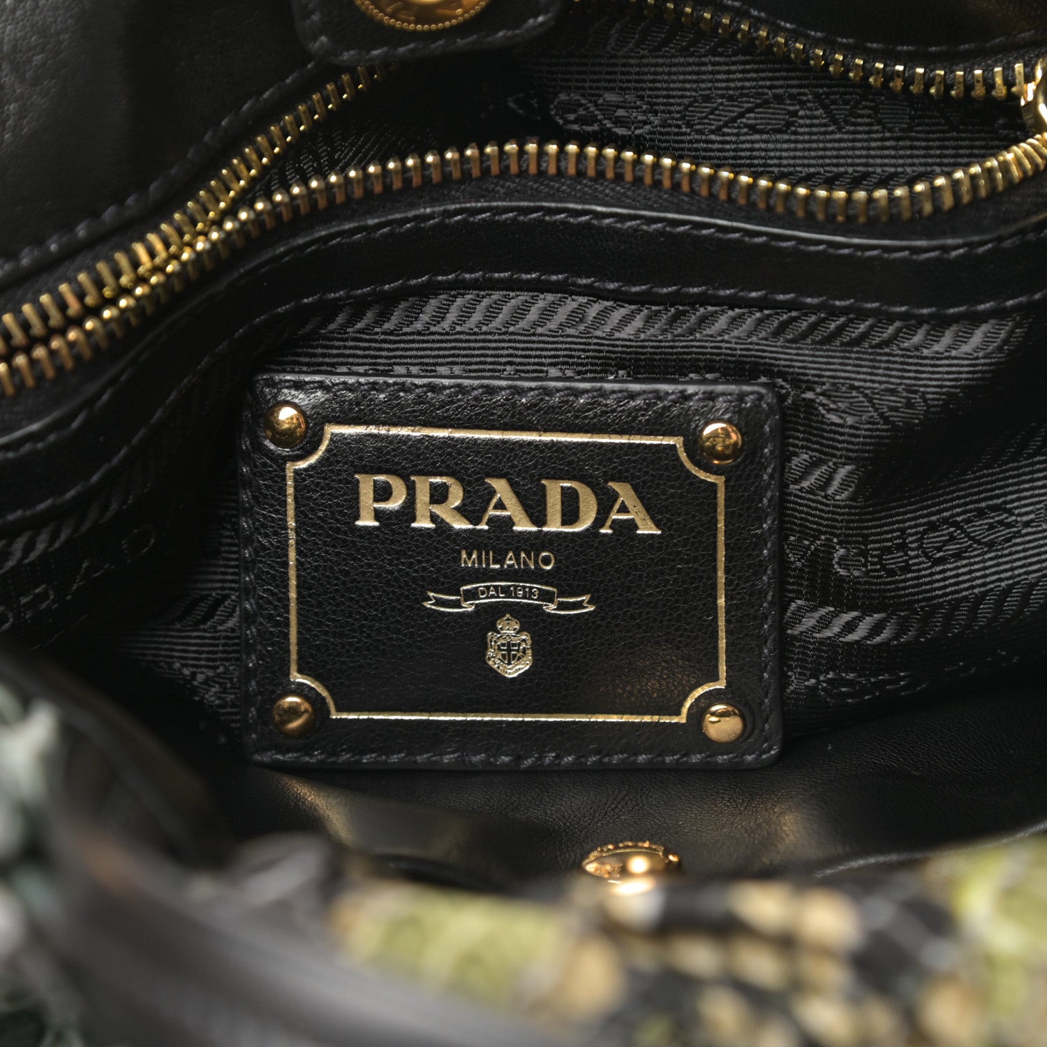 Prada Nylon Python Print Large Bow Bag Verde 6 of 11