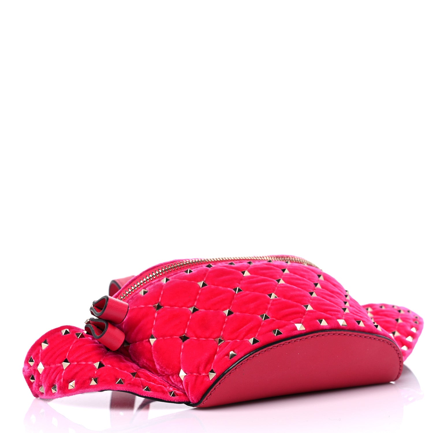 Valentino Garavani Velvet Rockstud Spike Belt Bag 85 Disco Pink 4 of 10