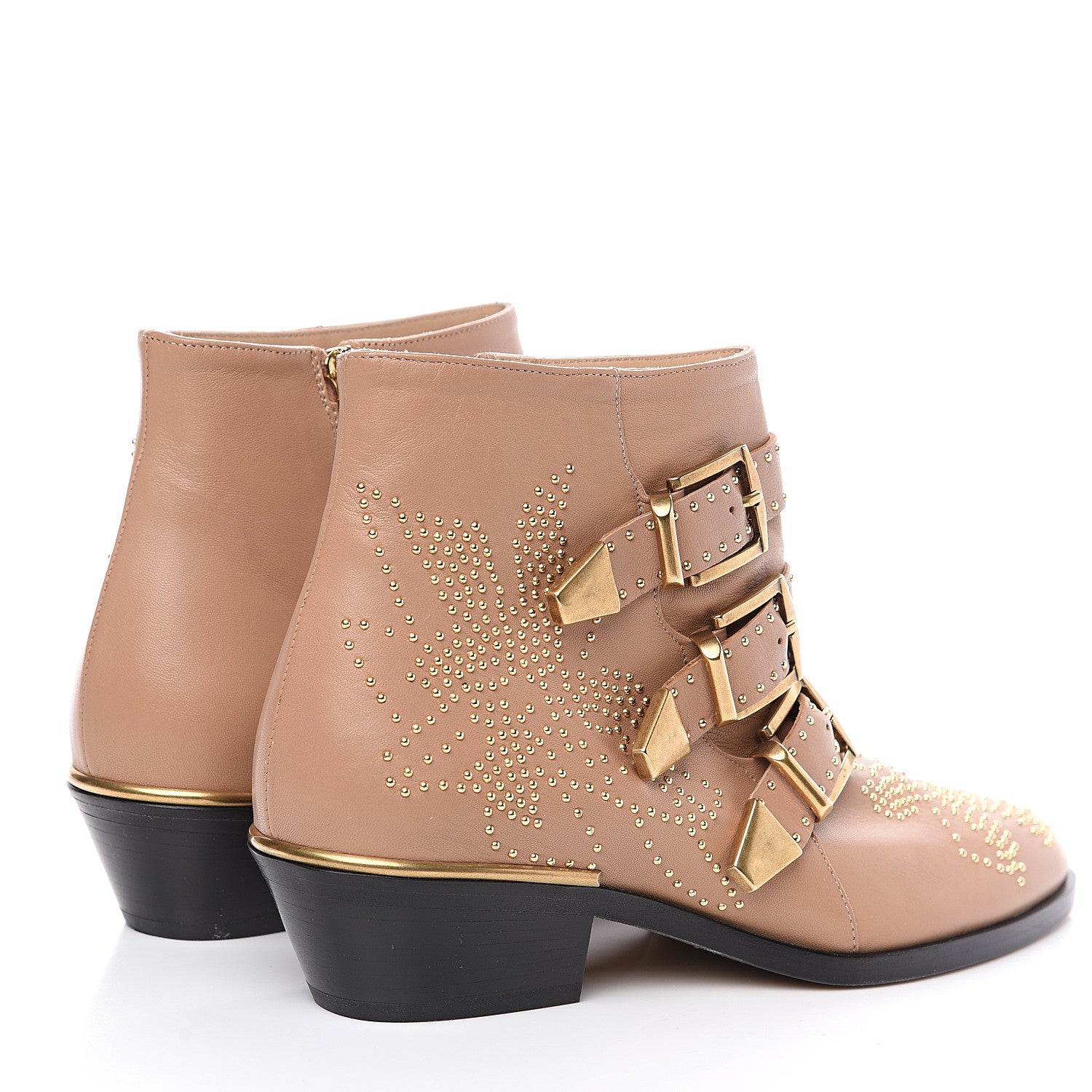 Chloe Nappa Sheepskin Studded Susanna Ankle Boots 35 Reef Shell 4 of 8