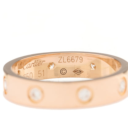 Cartier 18K Pink Gold 8 Diamond 4mm LOVE Wedding Band Ring 51 5.75 5 of 6
