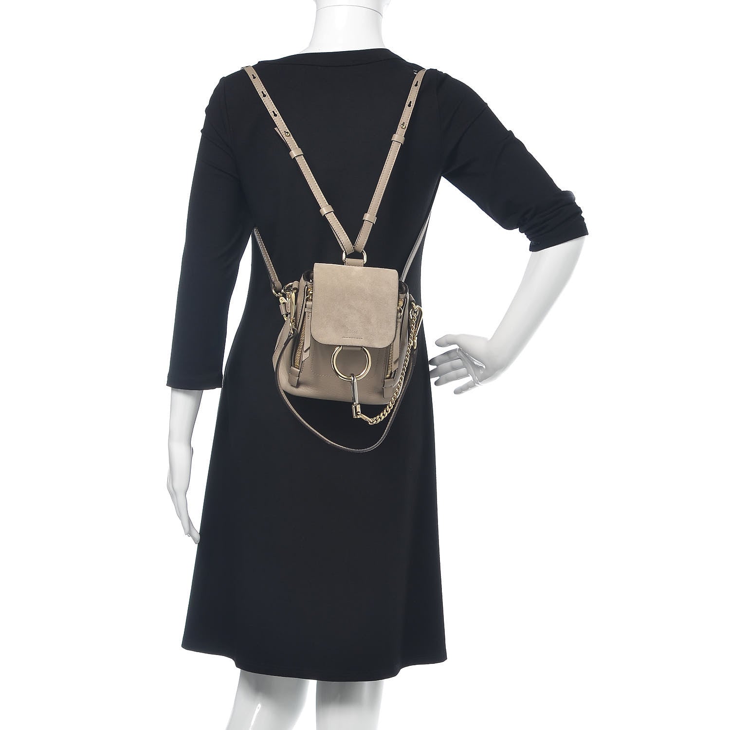 Chloe Suede Calfskin Mini Faye Backpack Motty Grey 2 of 11