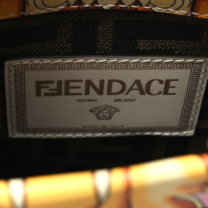 Fendi X VERSACE Calfskin Plexiglass Fendace FF Baroque Mini Fendi Sunshine Shopper Tote Gold Rosa White Ice Ciad 6 of 11