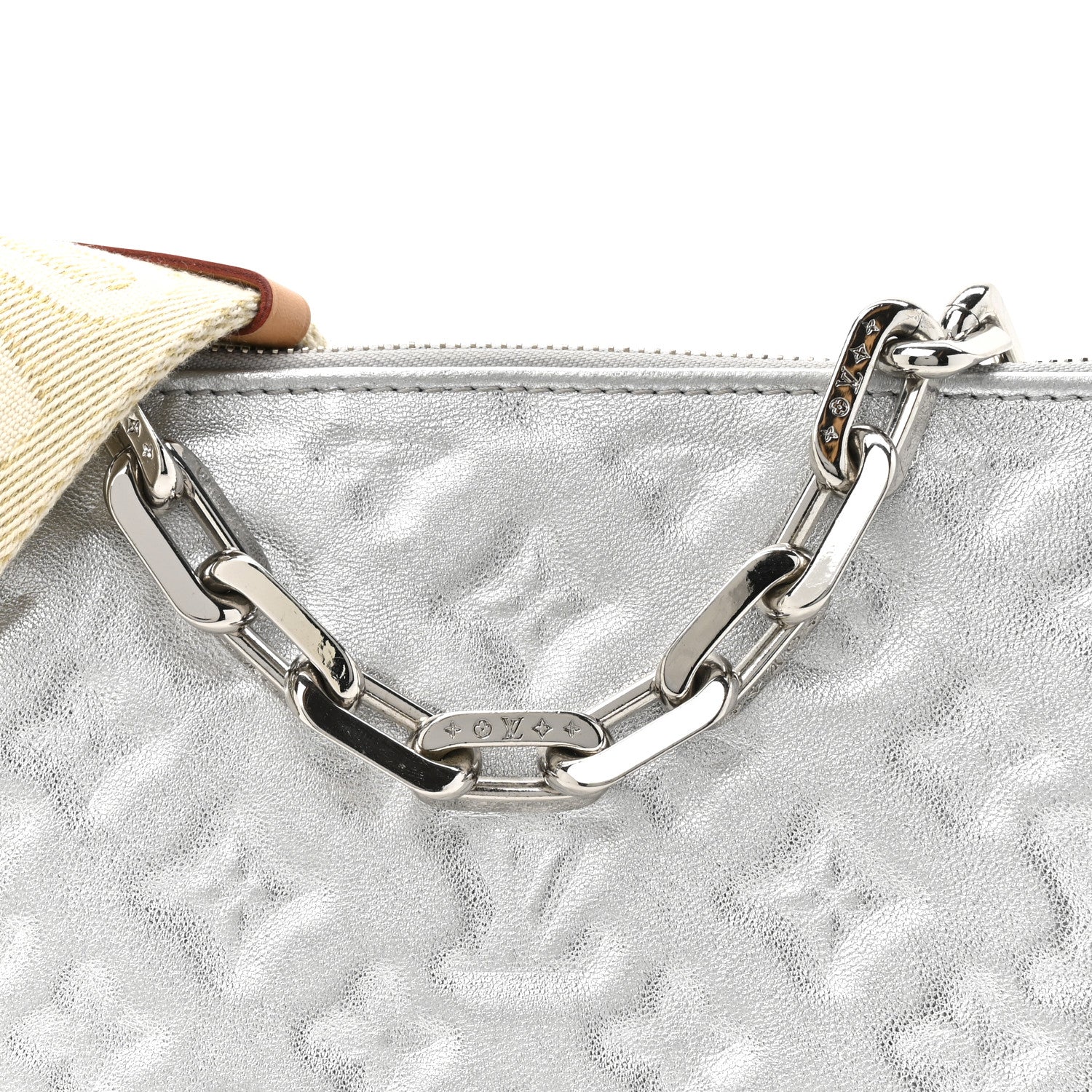 Louis Vuitton Metallic Lambskin Embossed Monogram Coussin PM